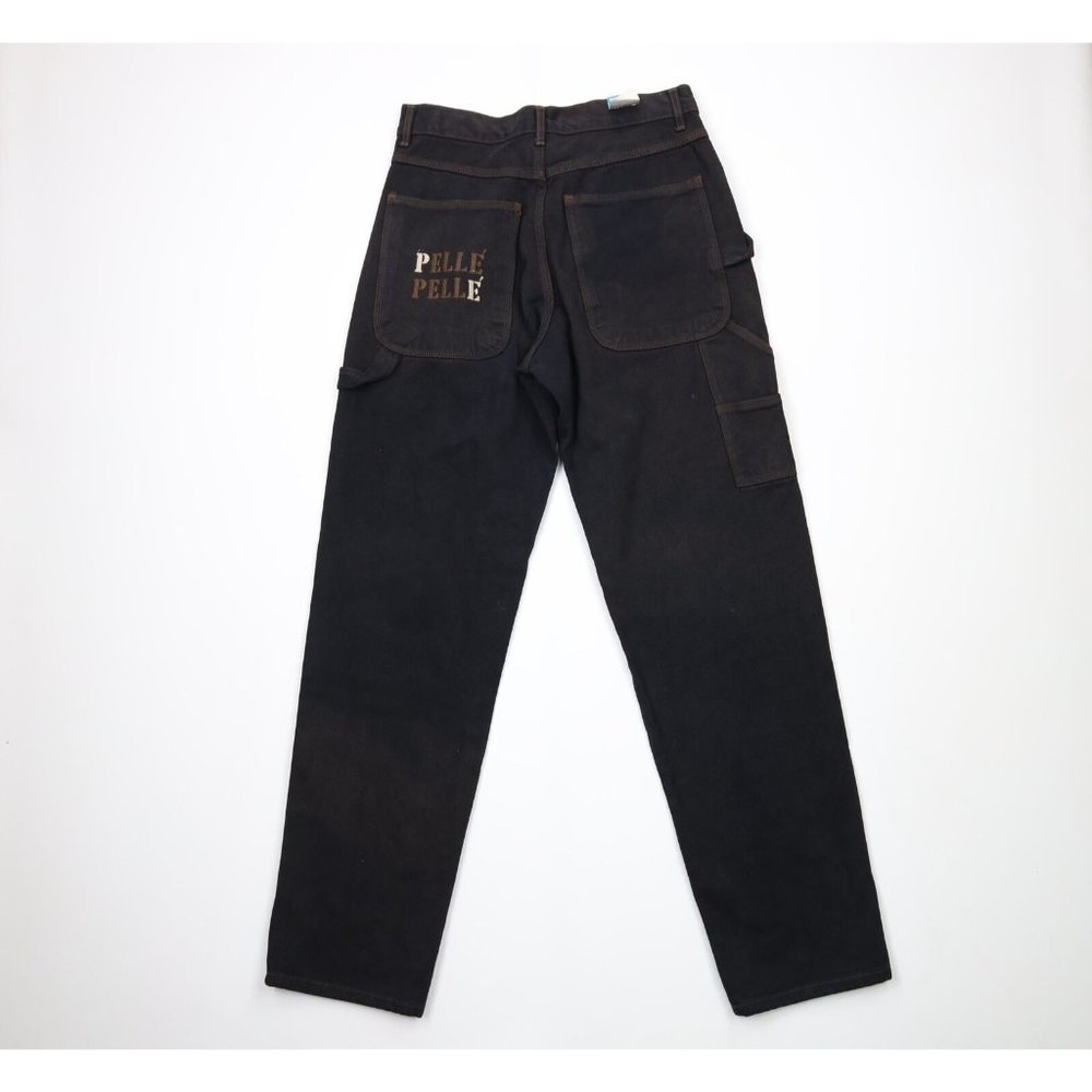 NOS Vtg 90s Pelle Pelle Mens 32x34 Spell Out Hip Hop Baggy Fit Big Pocket Jeans - Picture 7 of 12